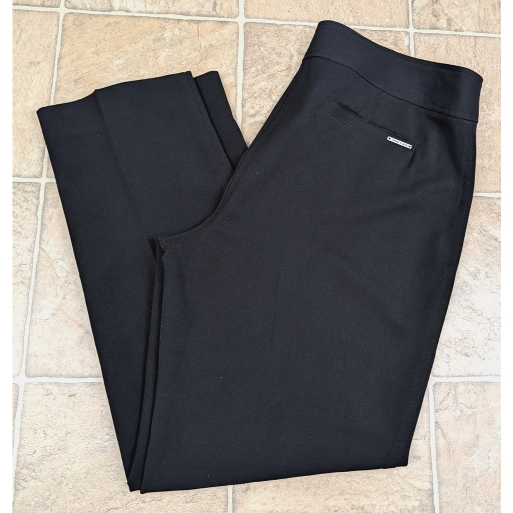 New Anne Klein sz 14 Pants black in color mid rise stretchy office women 0370